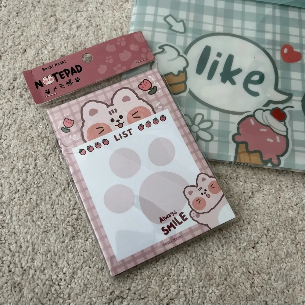 Cute Japanese Stationary Folder and Notepad